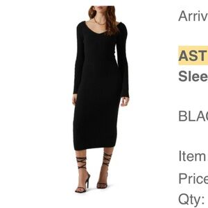 Astr Black Long Sleeve Midi Dress